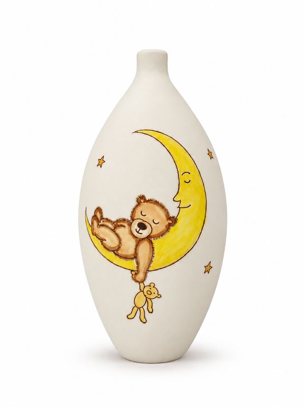 Kinderurn Kinderurn "Beertje op de maan" (model PU-3) hand beschilderd