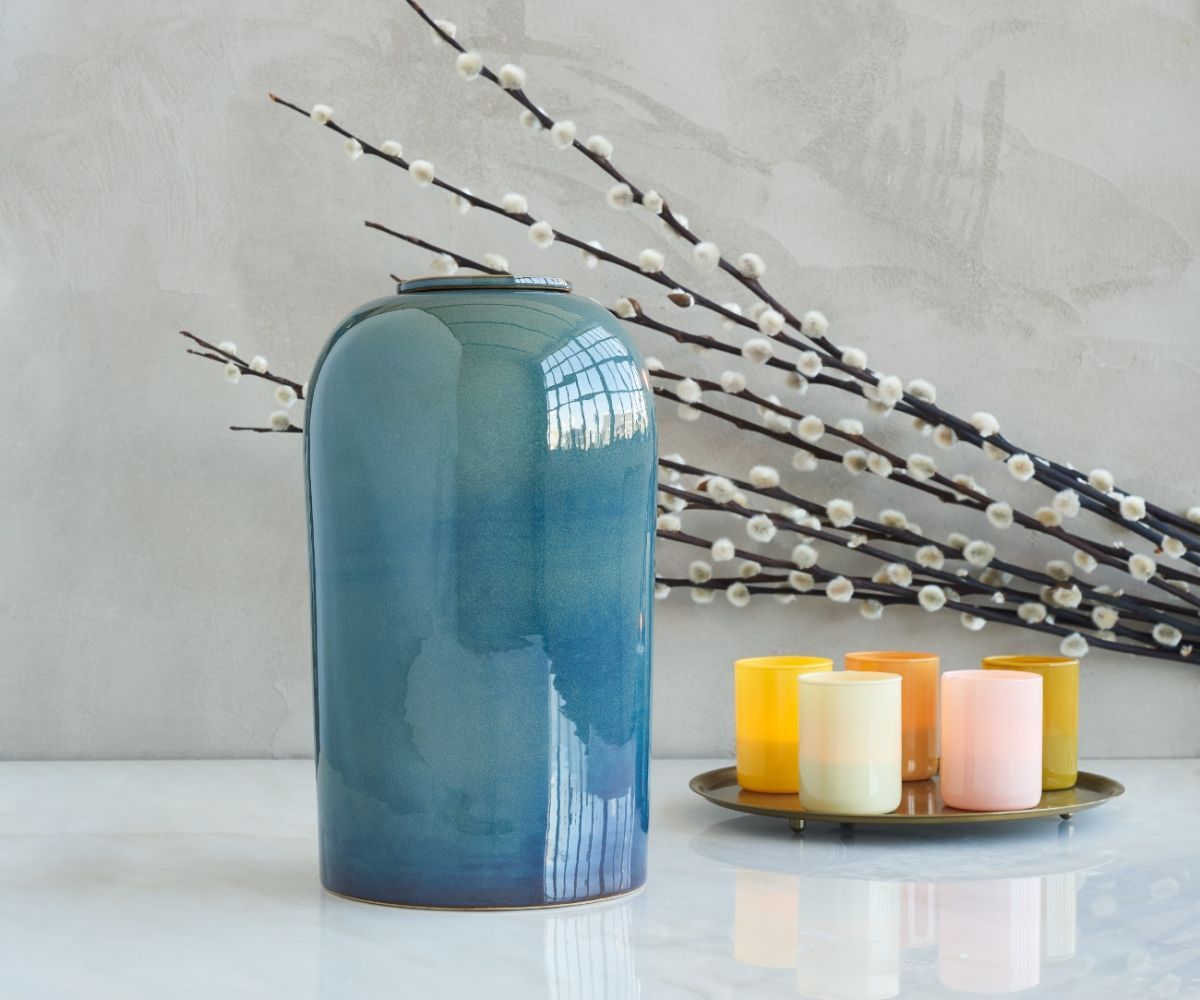 Kleurglazuur urn model PELION blauw-groen - SB427-L