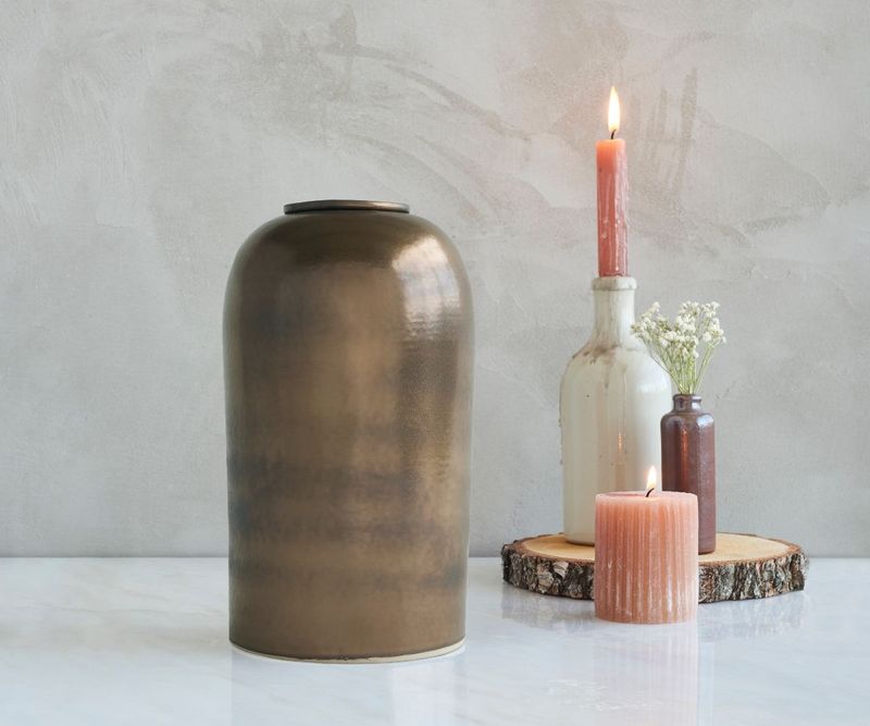 Kleurglazuur urn model PELION koperkleurig, brons, metalic  S395-L