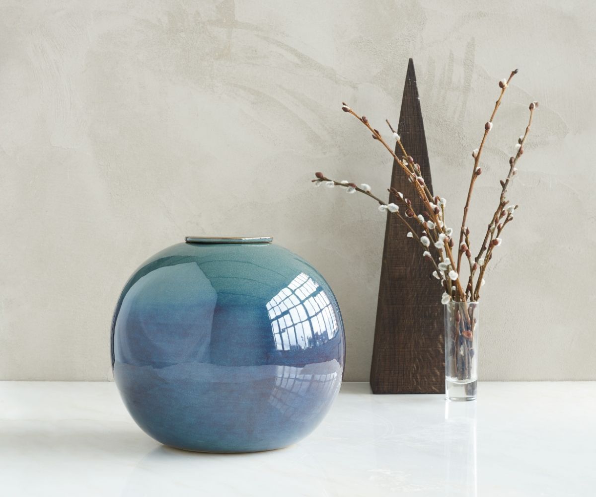 Kleurglazuur urn model DIONA blauw-groen glazuur - SB427-L