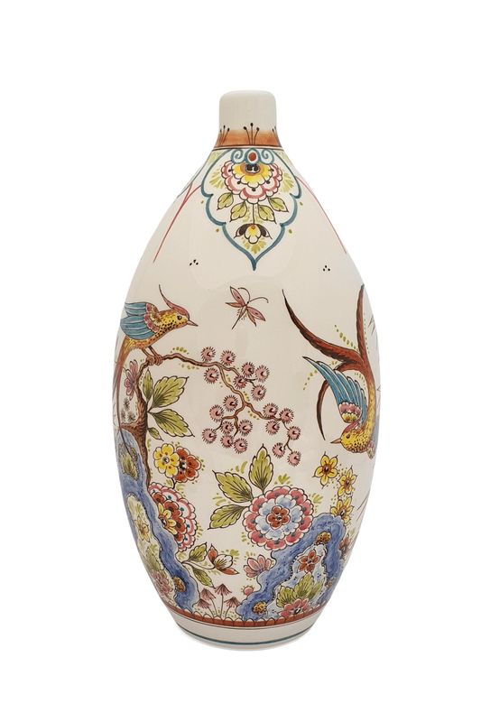 Urn "Paradijsvogels - Vogel met bamboe" (urn model PU-3) hand beschilderd BL-8024