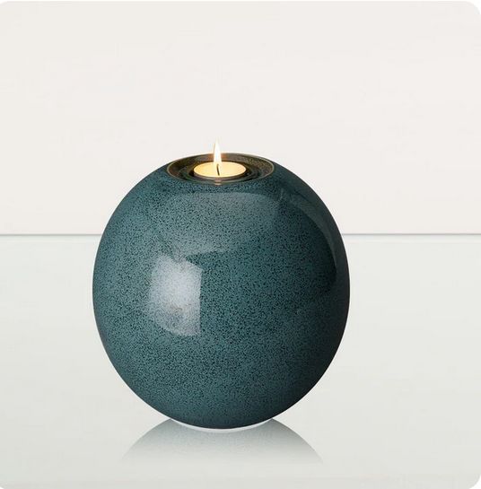 Kleurglazuur urn model "Harmony" in kleur Blauw-groen (inhoud 3.2 liter) - PLV-24 Bolvorm