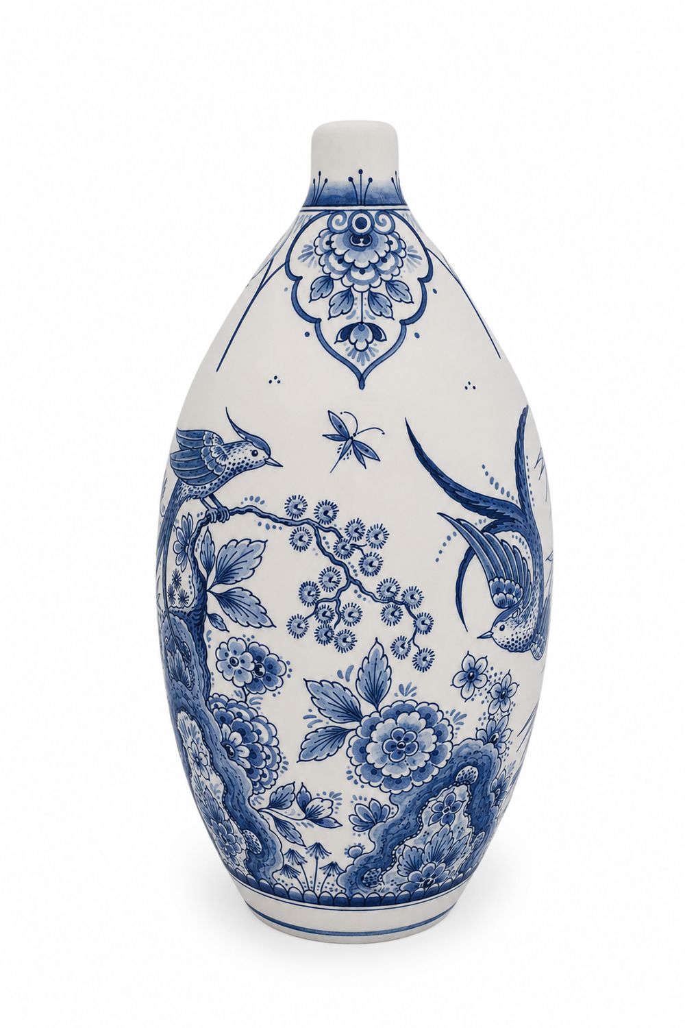 Urn in Delfts blauw: "Paradijsvogels" (urn model PU-3) hand beschilderd BL-8024