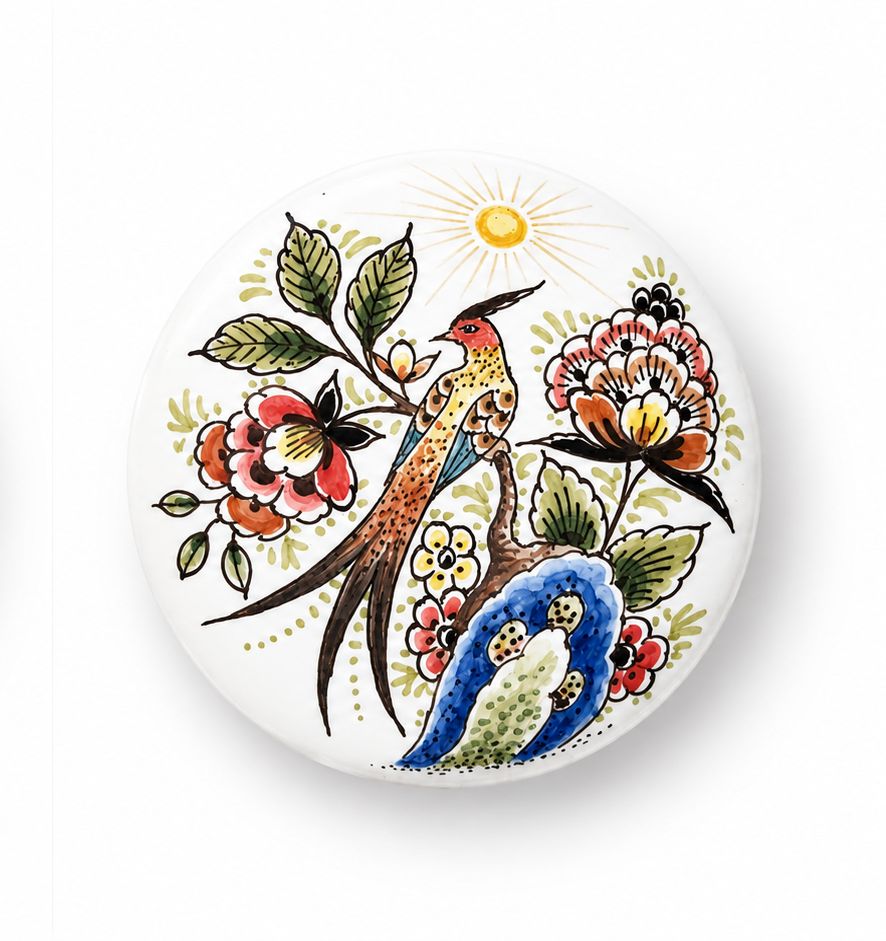 Mini urn-schaal Paradijsvogel - Ø 10 cm hoogte 3 cm voor een kleine hoeveelheid as