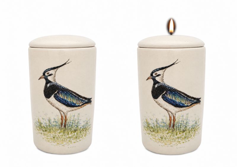 Cilinder urn Kievit - Hand beschilderd (met of zonder waxinelicht bovenin)