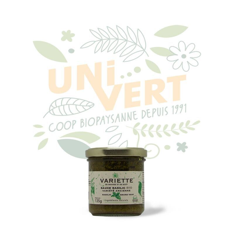 Sauce Basilic Grand vert BIO - Le pot de 135gr