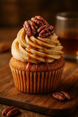 maple bourbon pecan cupcake