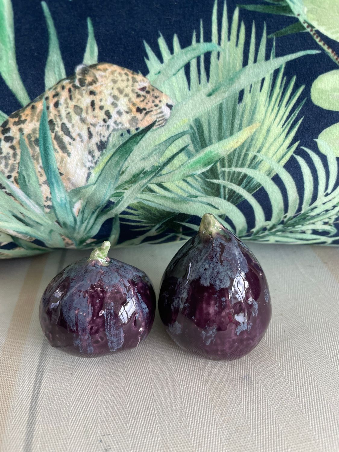 Pair of ceramic figs