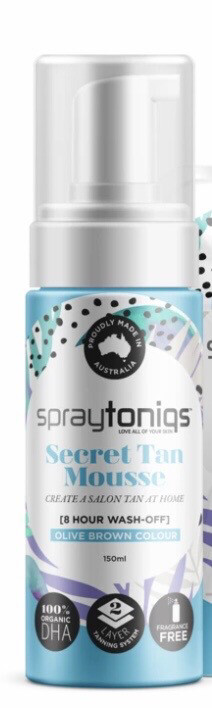 Spraytoniqs Secret Tan Mousse 8 Hour Wash Off Olive Brown 150ml