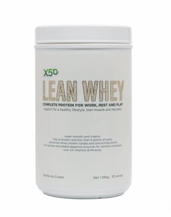 X50 Lean Whey Vanilla Protein 1.05kg 30 Serve 
