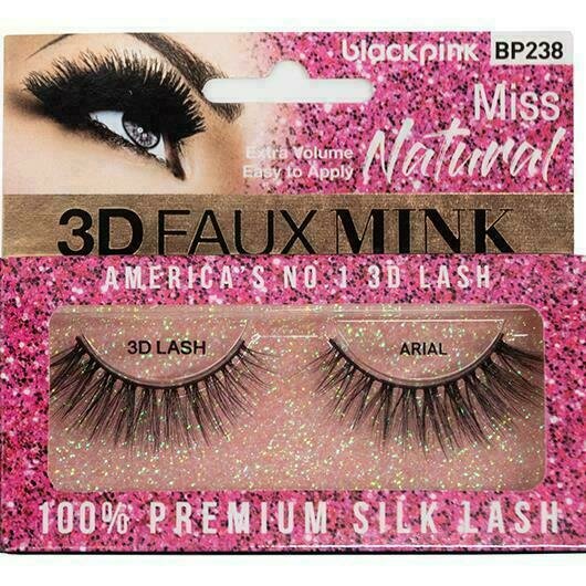 Black Pink 3D Faux Mink Miss Natural Arial