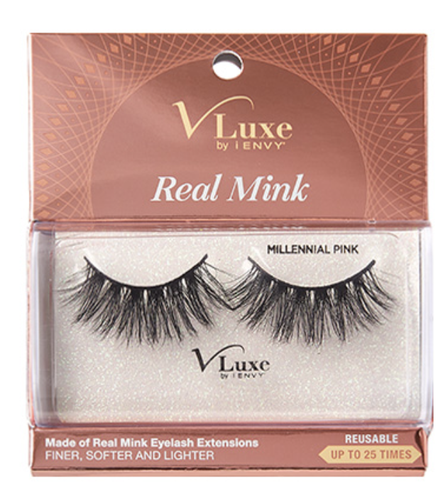V Luxe Real Mink Millennial Pink
