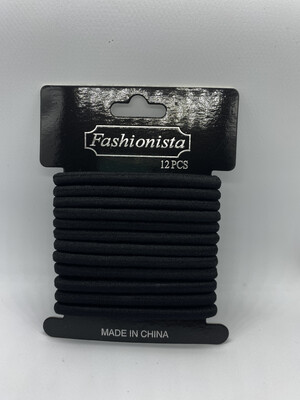 12 pcs Black Fashionista hair ties