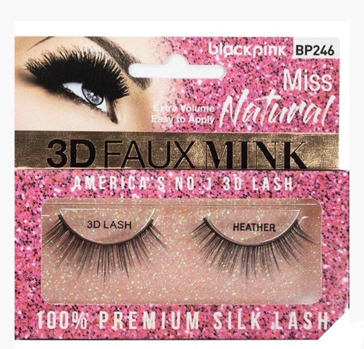 Black Pink 3D Faux Mink Miss Natural Heather