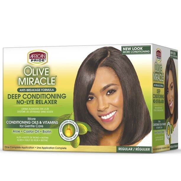 African Pride Olive Miracle Anti Breakage Formula Deep Conditioning No-lye Relaxer/ Regular