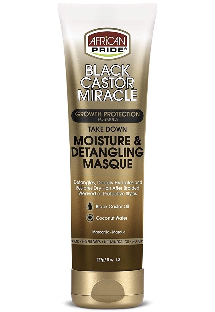 African Pride Black Castor Miracle Take Down Moisture &amp; Detangling Masque 8oz