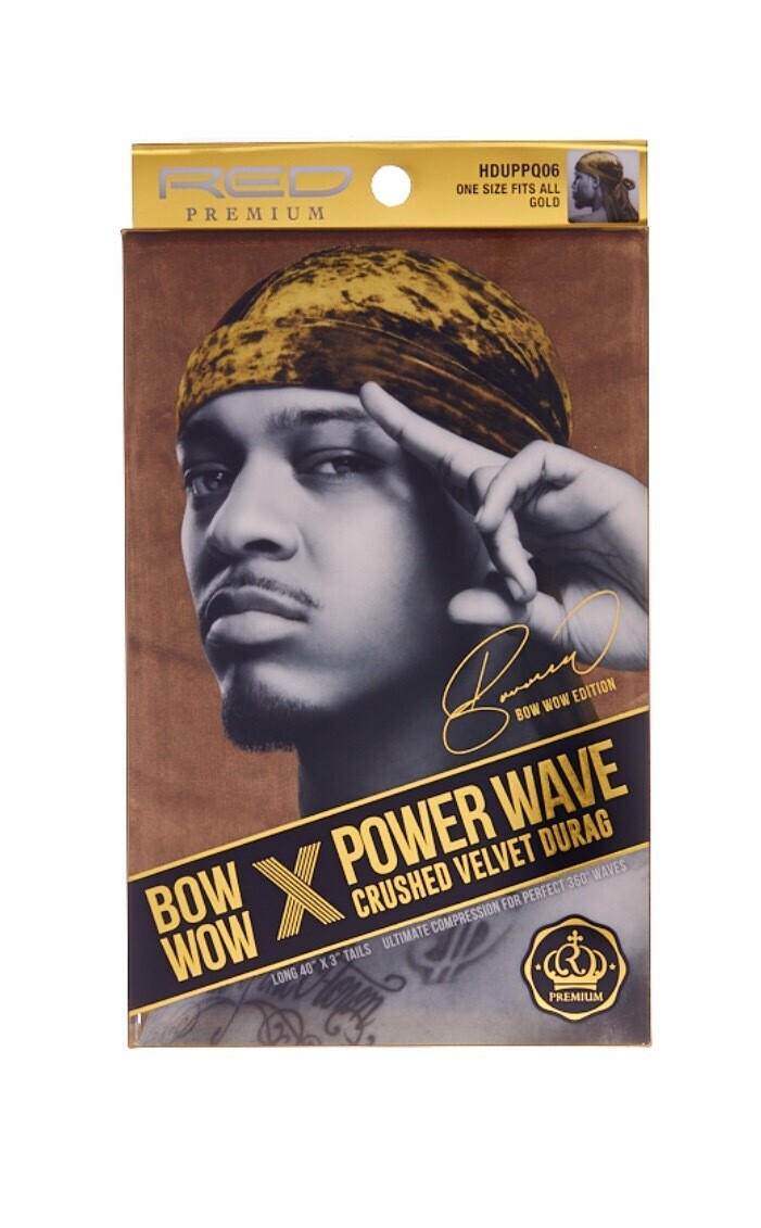 Red by Kiss Bow Wow X Power Wave Crushed Velvet Luxe Durag - Gold