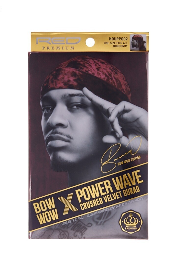Red by Kiss Bow Wow X Power Wave Crushed Velvet Luxe Durag- Burgundy