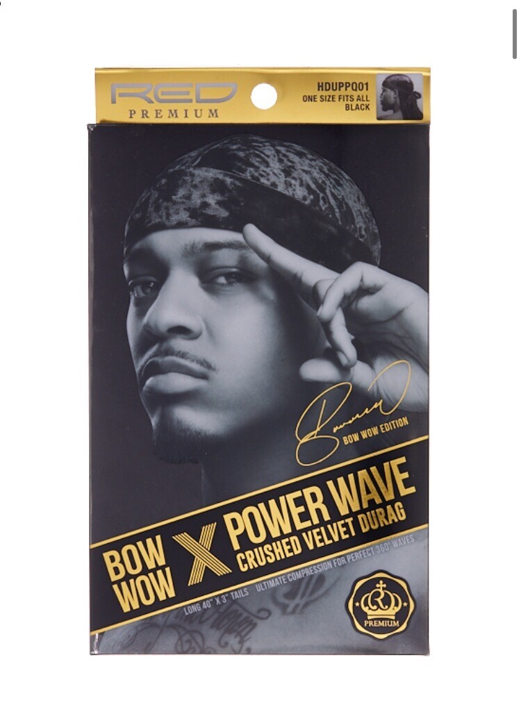 Red by Kiss Bow Wow X Power Wave Crushed Velvet Luxe Durag - Black