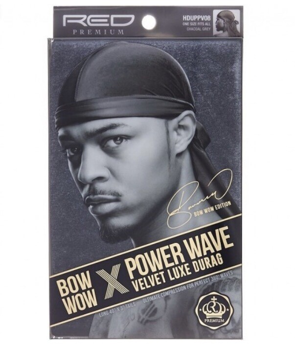 Red by Kiss Bow Wow X Power Wave Velvet Luxe Durag - Charcoal Grey