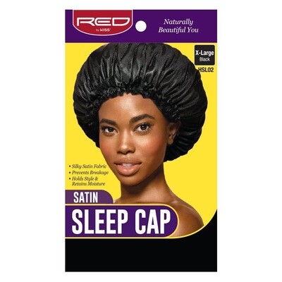 Satin Sleep Cap, Black, X-Larg