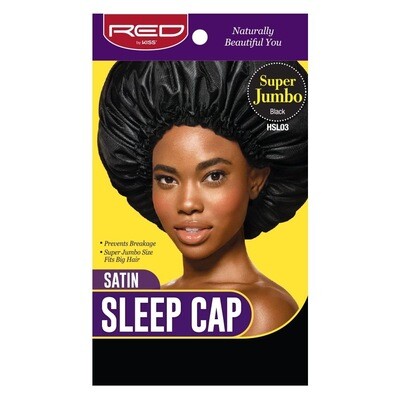Satin Sleep Cap, Black, Super Jumbo
