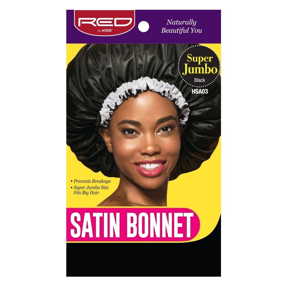 Satin Bonnet, Black, Super Jumbo