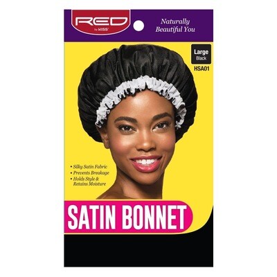 Satin Bonnet, Black, Large