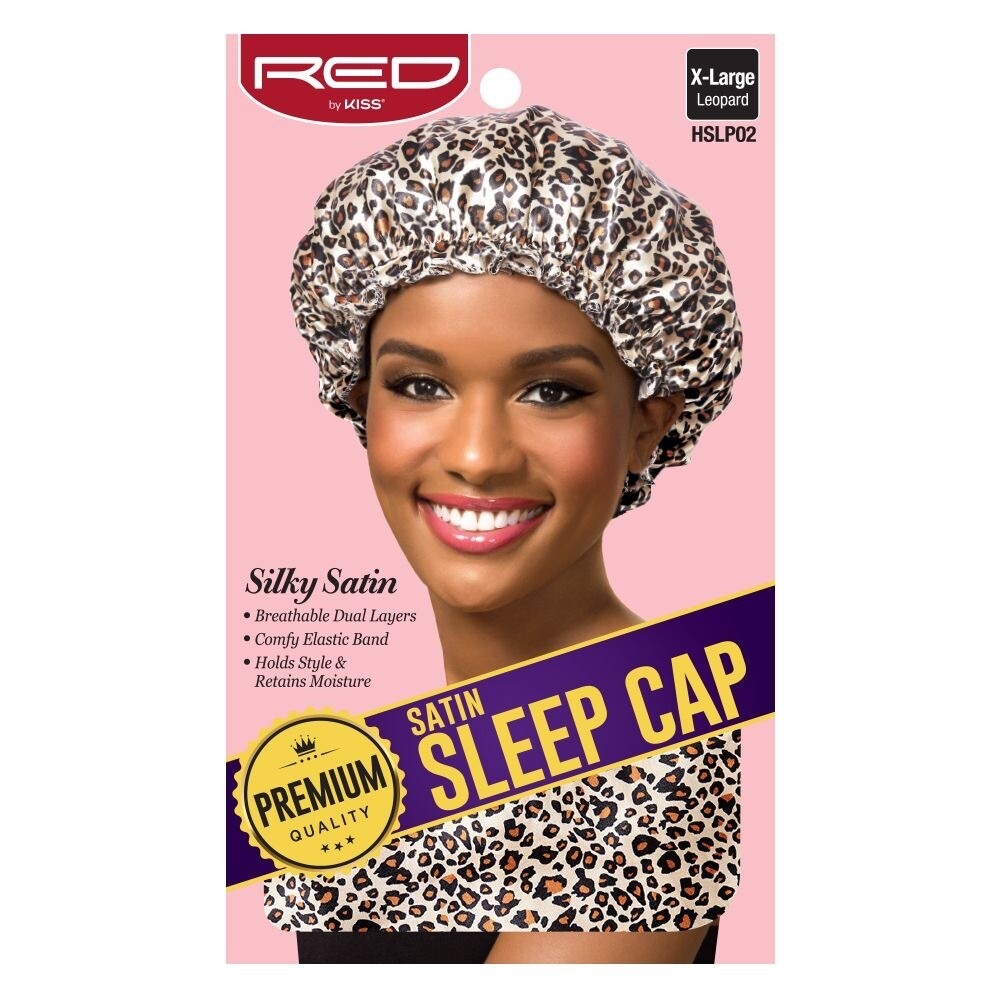 (Premium] Satin Sleep Cap, Leopard, X-Large