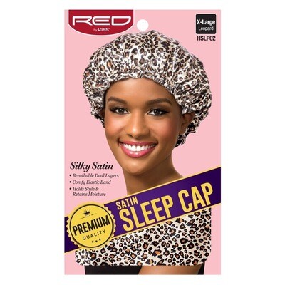 (Premium] Satin Sleep Cap, Leopard, X-Large