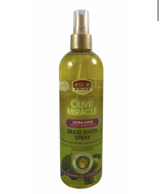 African Pride Olive Miracle Extra Shine Braid Sheen Spray 12 oz