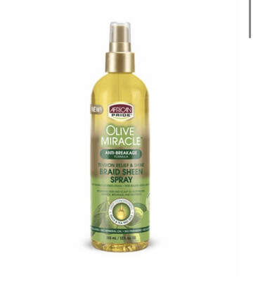 African Pride Olive Miracle Tension Relief &amp; Shine Braid Sheen Spray 12 oz