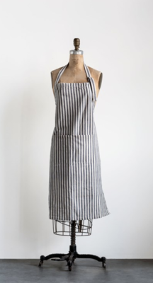 *Grey and white striped apron