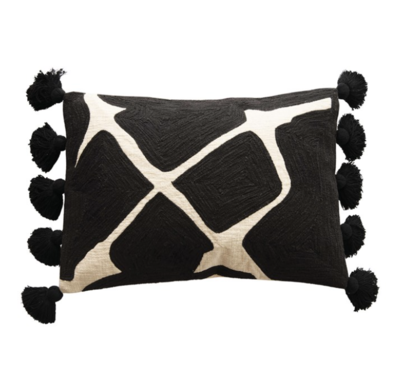 Black & White Embroidered Pillow