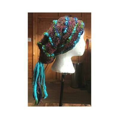 Awesome Hat - 100% Recycled Silk - Blue/Green Multi
