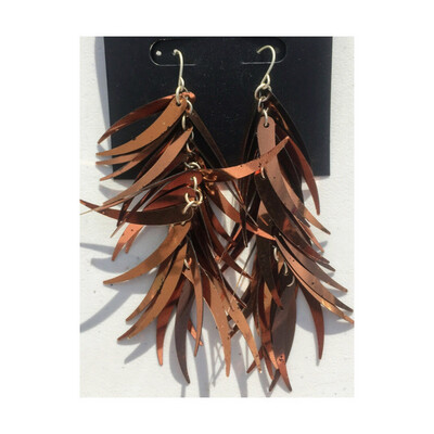 Copper Party Feather Dangly Earrings