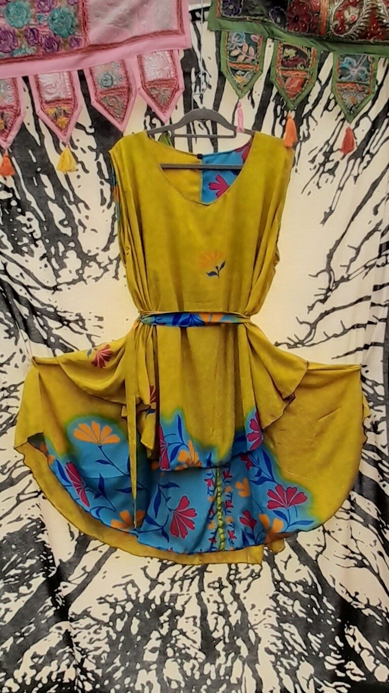 Layered Dress #3 - Yellow Flower Print - 60" Bust/Chest