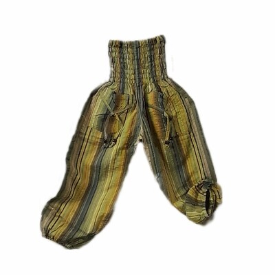 Kids Bead Pocket Seersucker Trousers - YELLOW