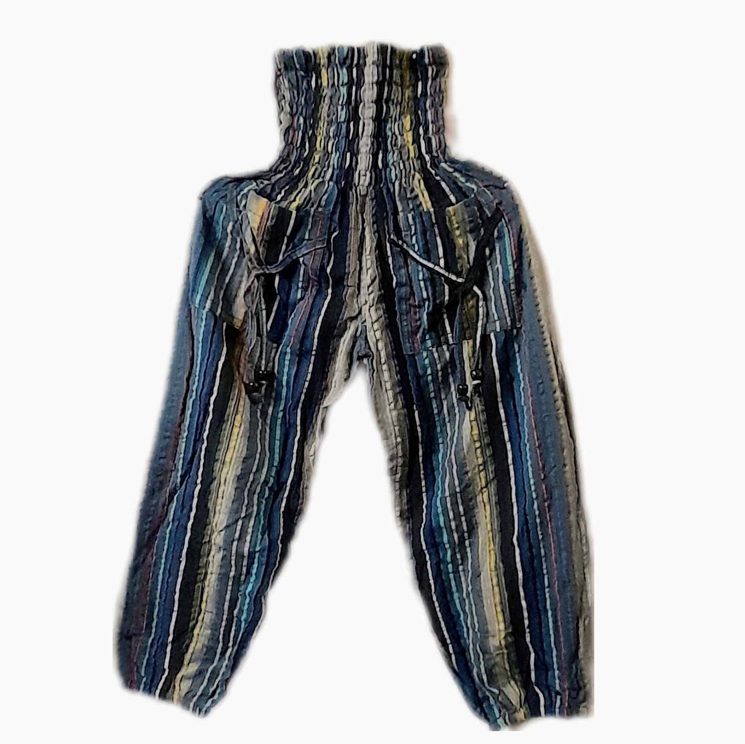 Kids Bead Pocket Seersucker Trousers - BLUE