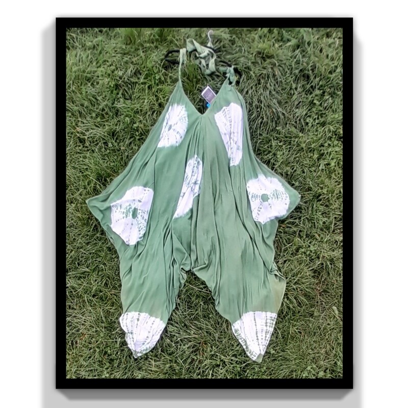 SG - Green Tie Dye Starburst Print Playsuit - 
