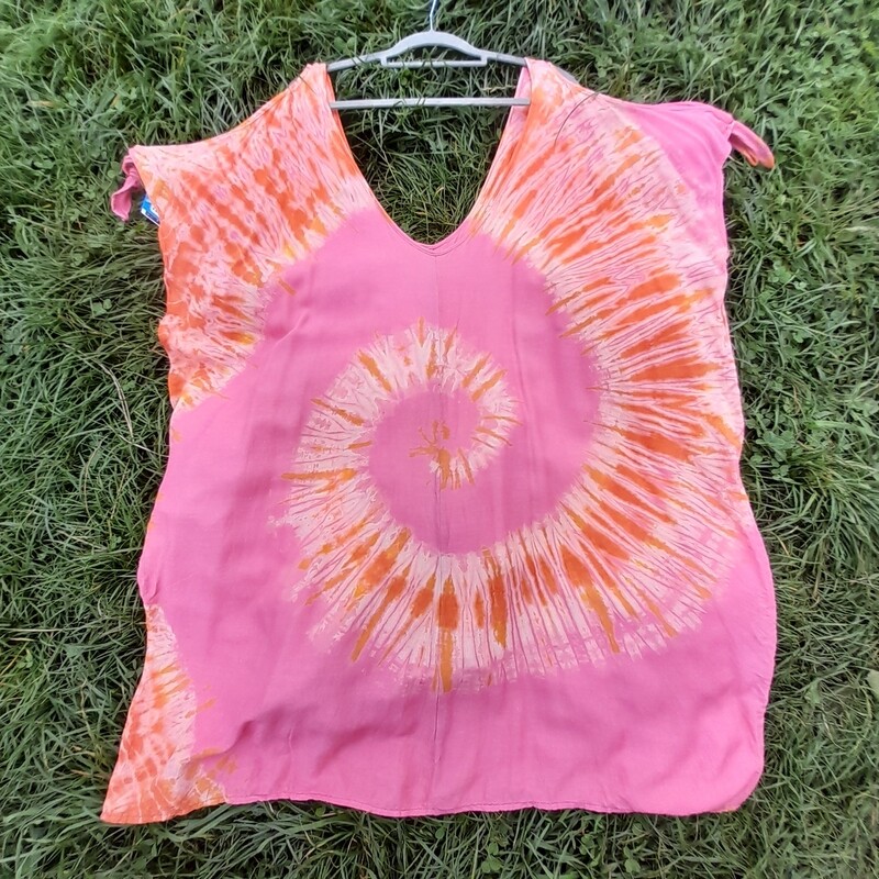 SG - Keyhole Sleeve Tie Dye T Shirt Top/Dress - Super Goddess