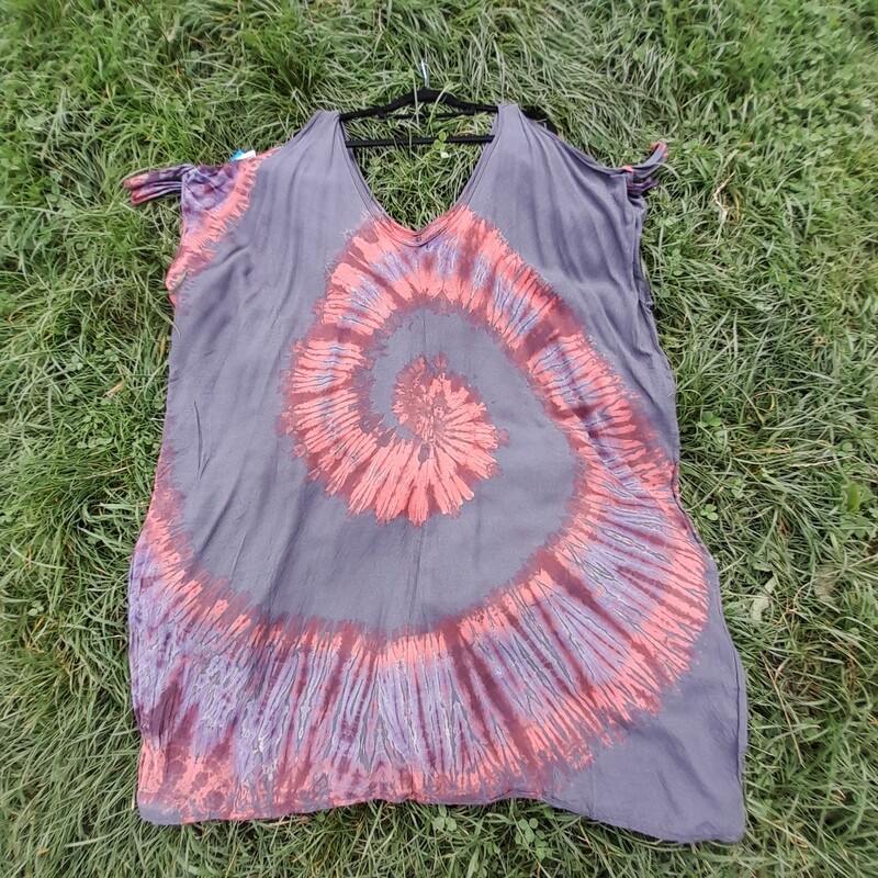 SG - Keyhole Sleeve Tie Dye T Shirt Top/Dress - Super Goddess