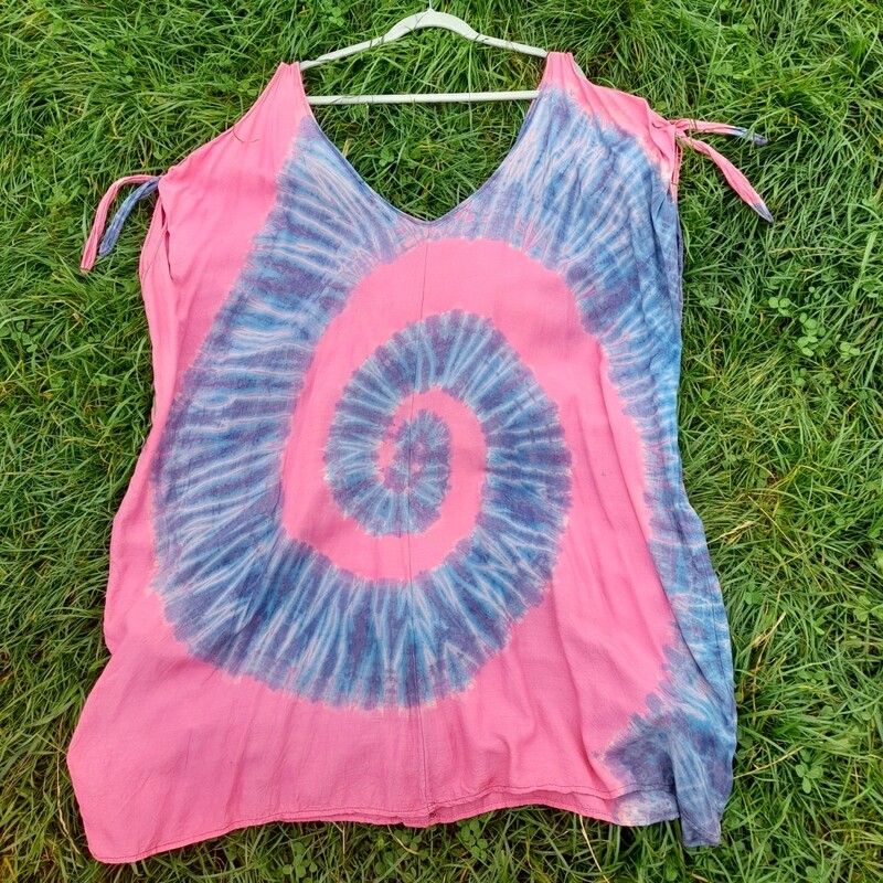 SG - Keyhole Sleeve Tie Dye T Shirt Top/Dress - Super Goddess