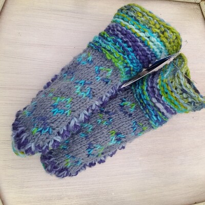 Fleece Lined Slipper Socks - Grey/Blue