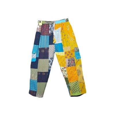 Lightweight Patchwork Trousers - Blue/Yellow#2