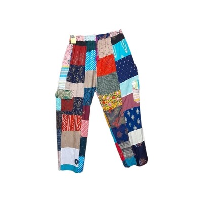 Lightweight Patchwork Trousers - Red/Blue#5