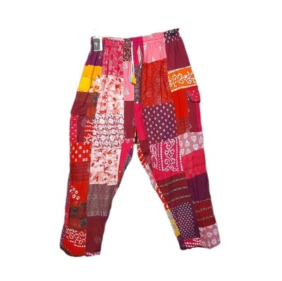 Lightweight Patchwork Trousers - Multi Red#9