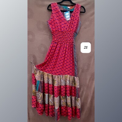 Recycled Sari Summer Dress -Small- #21