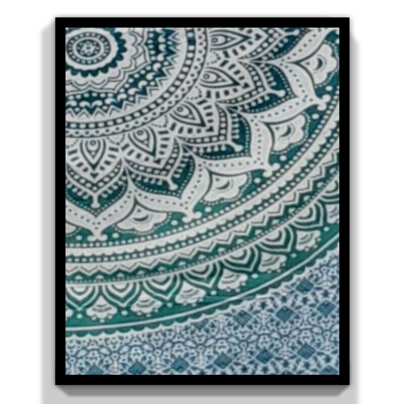 Mandala Throw,  Single - Blue, Green & White