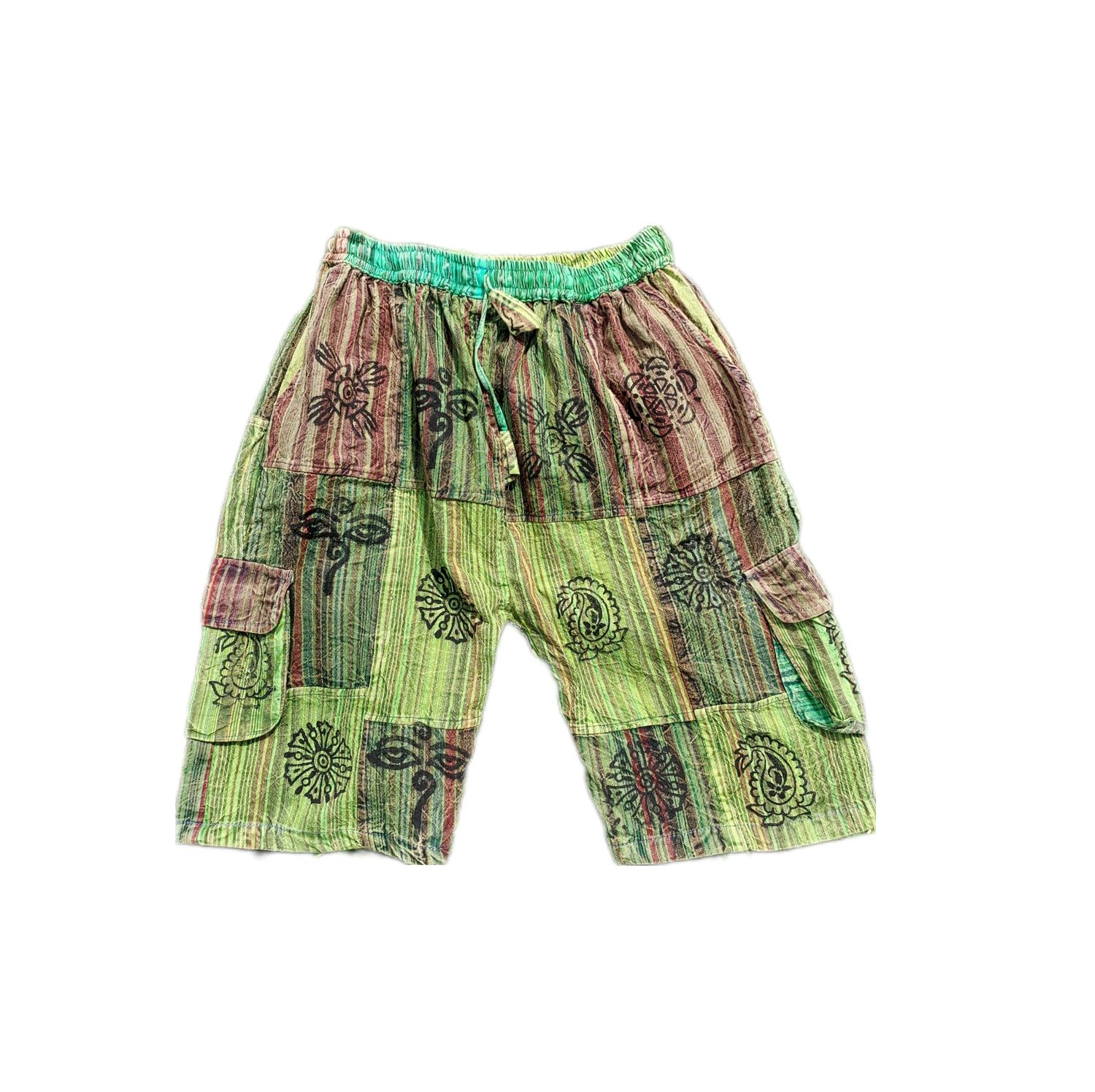 Green Patchwork Shorts 50" Hip